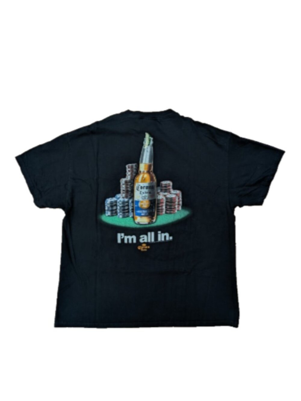 Vintage 2000s Corona Extra Casino I'm All In Black Promo Poker T Shirt Sz XL